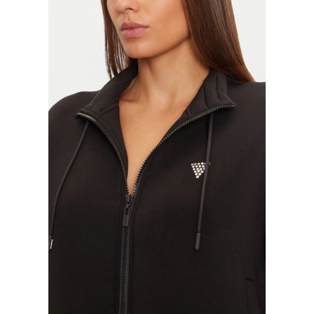 Guess Dames Scuba Rits Hoodie Black Dames