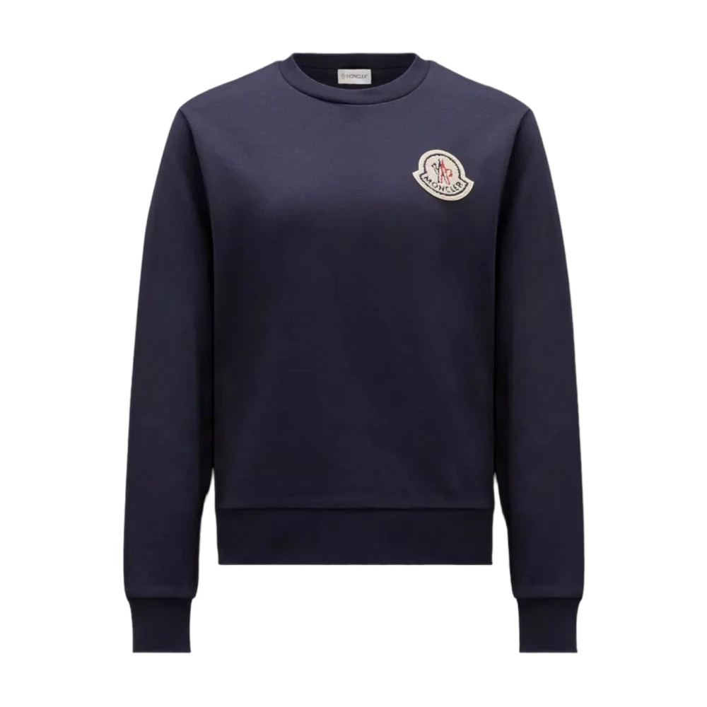 Moncler Navy Logo Patch Sweatshirt Casual Style Blue Dames