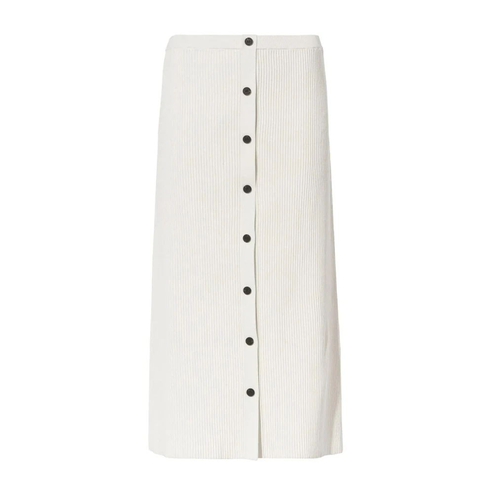 Proenza Schouler Beige Midi Skirts, Female, Xs, Rib Knit Button Front Skirt