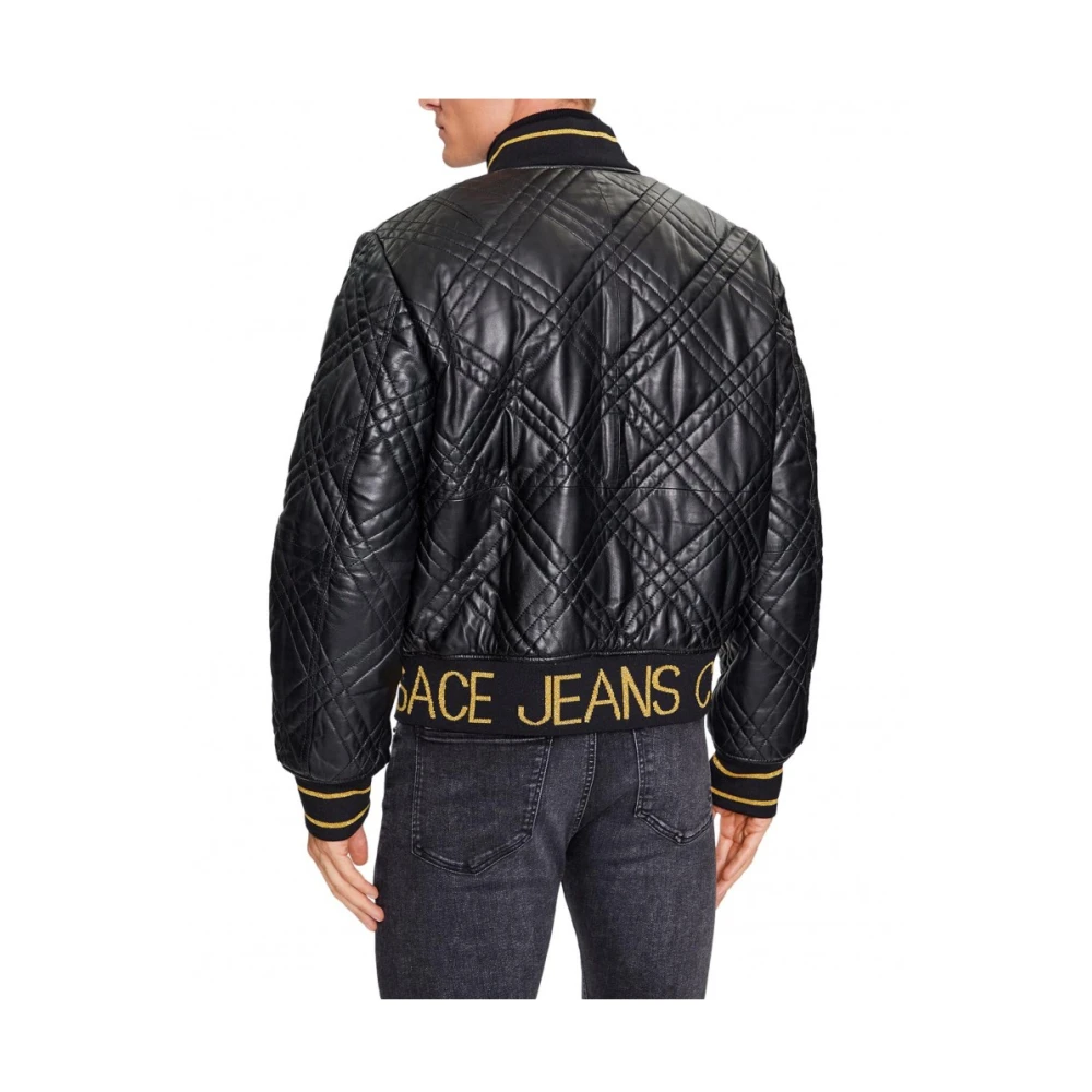 Versace Jeans Couture Tijdloos Zwart Leren Jas Black Heren