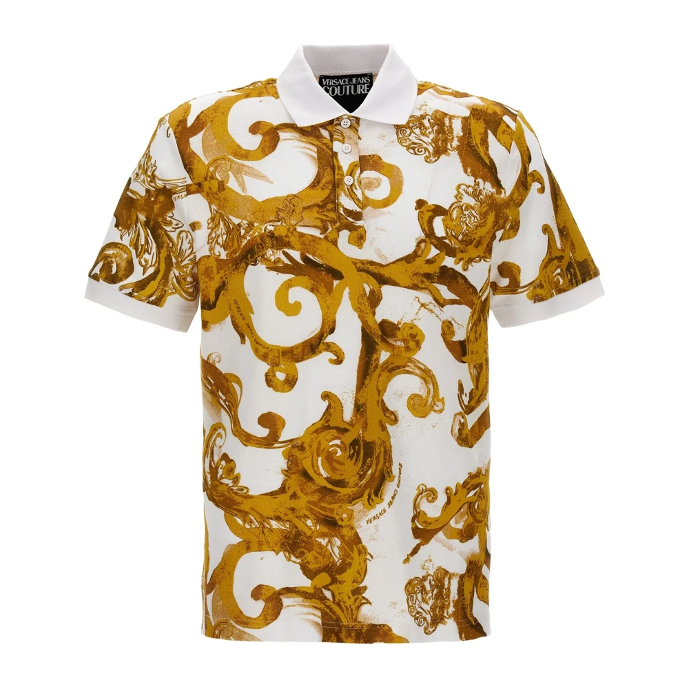Versace Jeans Couture Wit Goud Polo Shirt Multicolor Heren