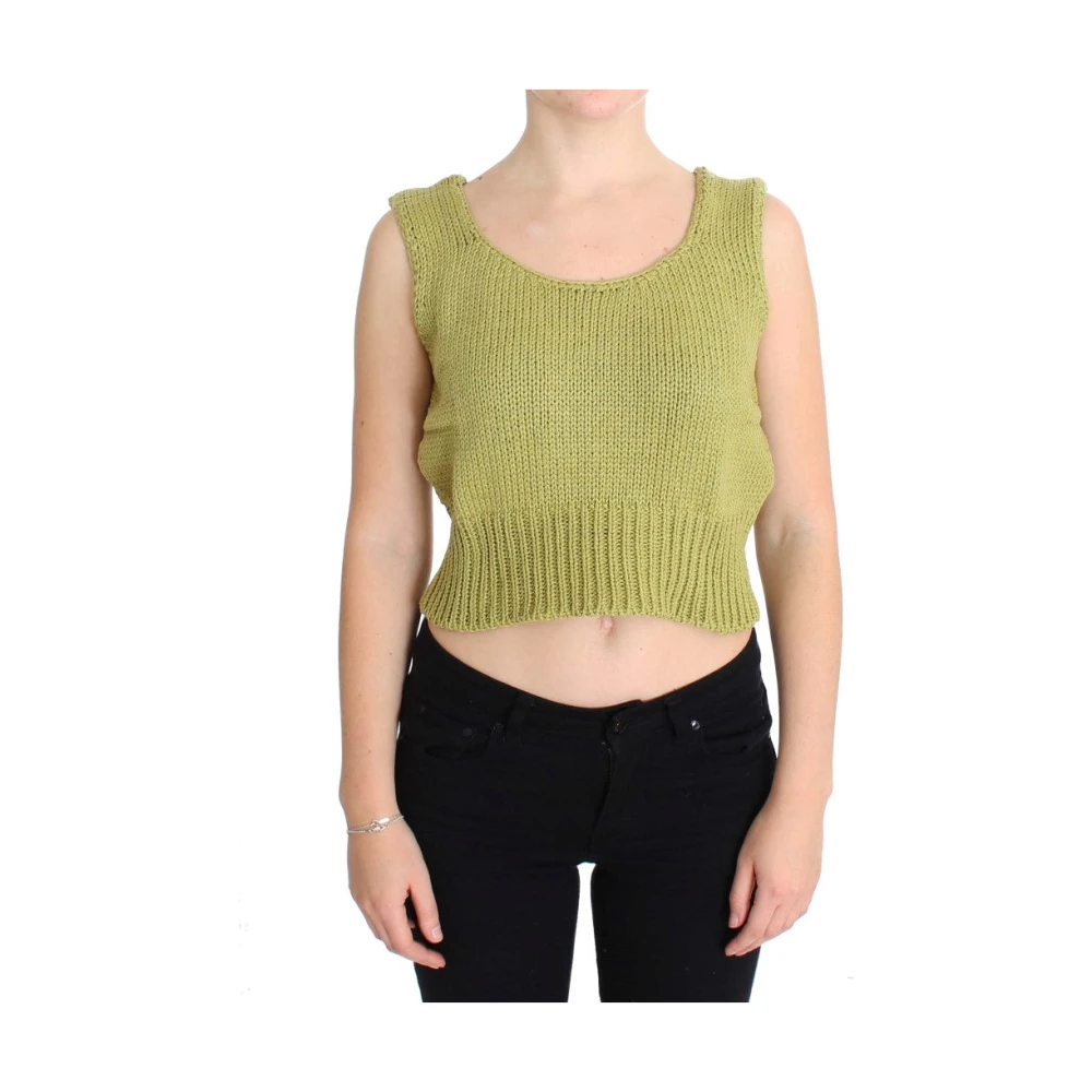 Pink Memories Groene mouwloze gebreide vesttrui Green Dames