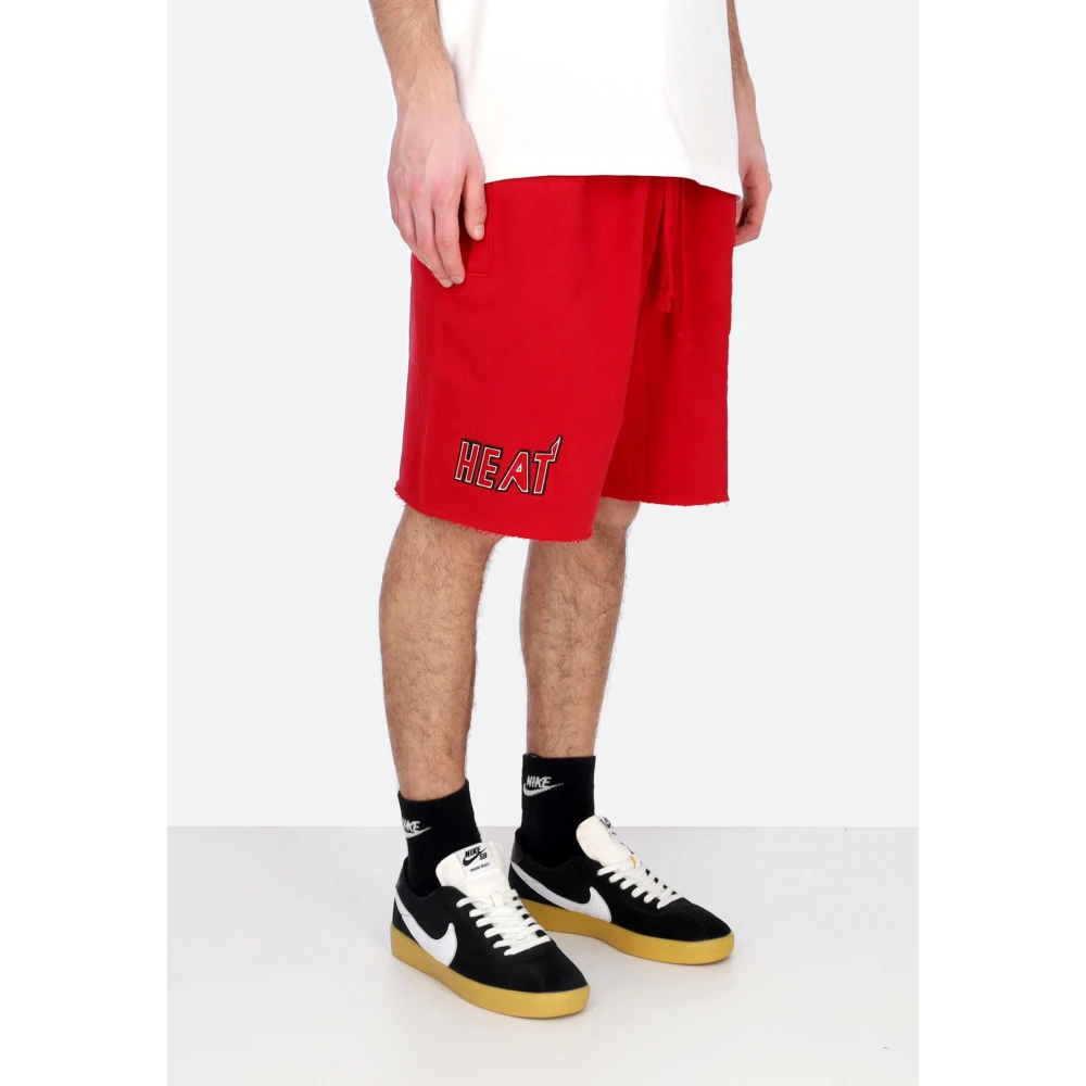 Mitchell & Ness Miami Heat Vintage Logo Fleece Shorts Red Heren