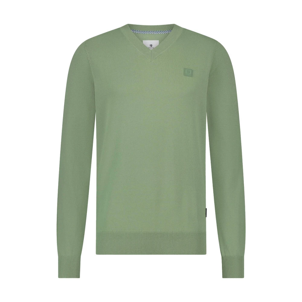 State of Art V-Neck Pullover Plai Green Heren