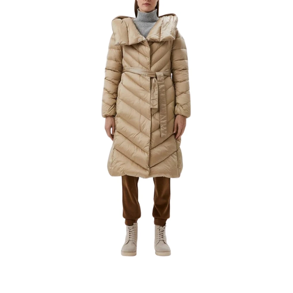 Add Lange Beige Technische Jas met Capuchon Beige Dames