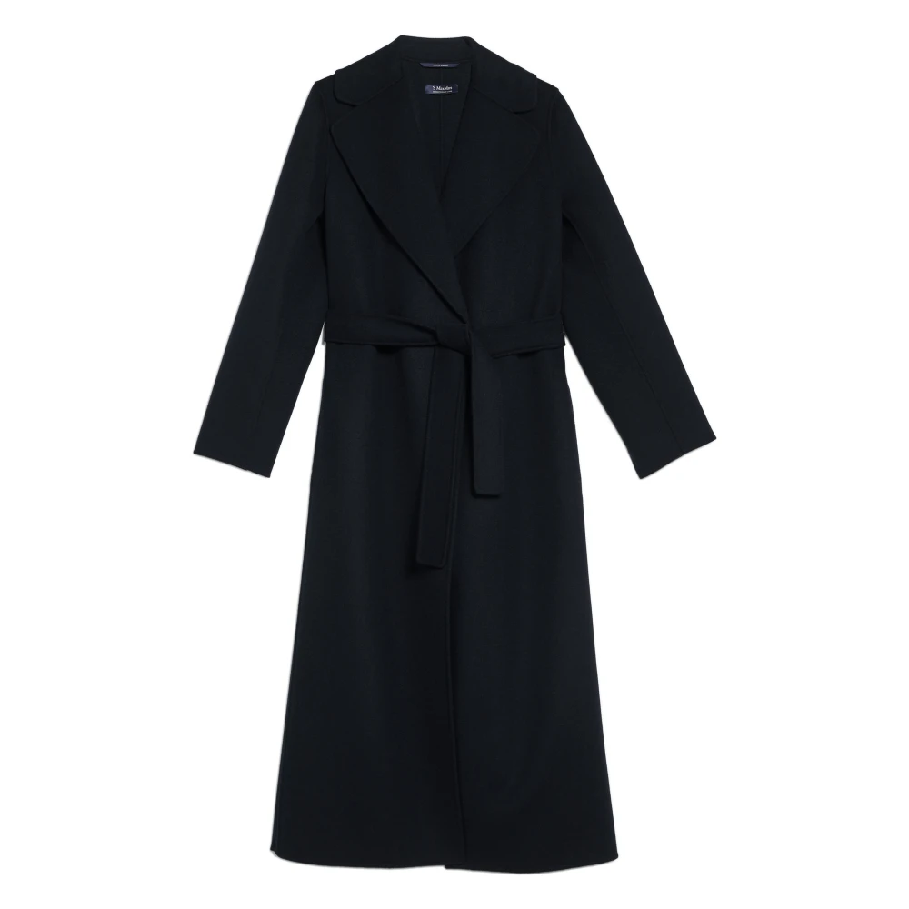 Max Mara Blauwe Wollen Jas met Brede Kraag Blue Dames