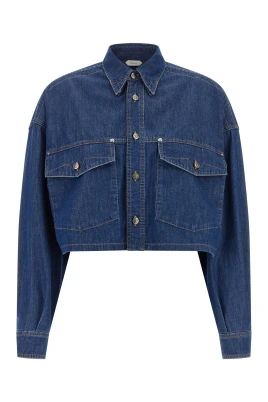 Chambray Denim Crop Shirt