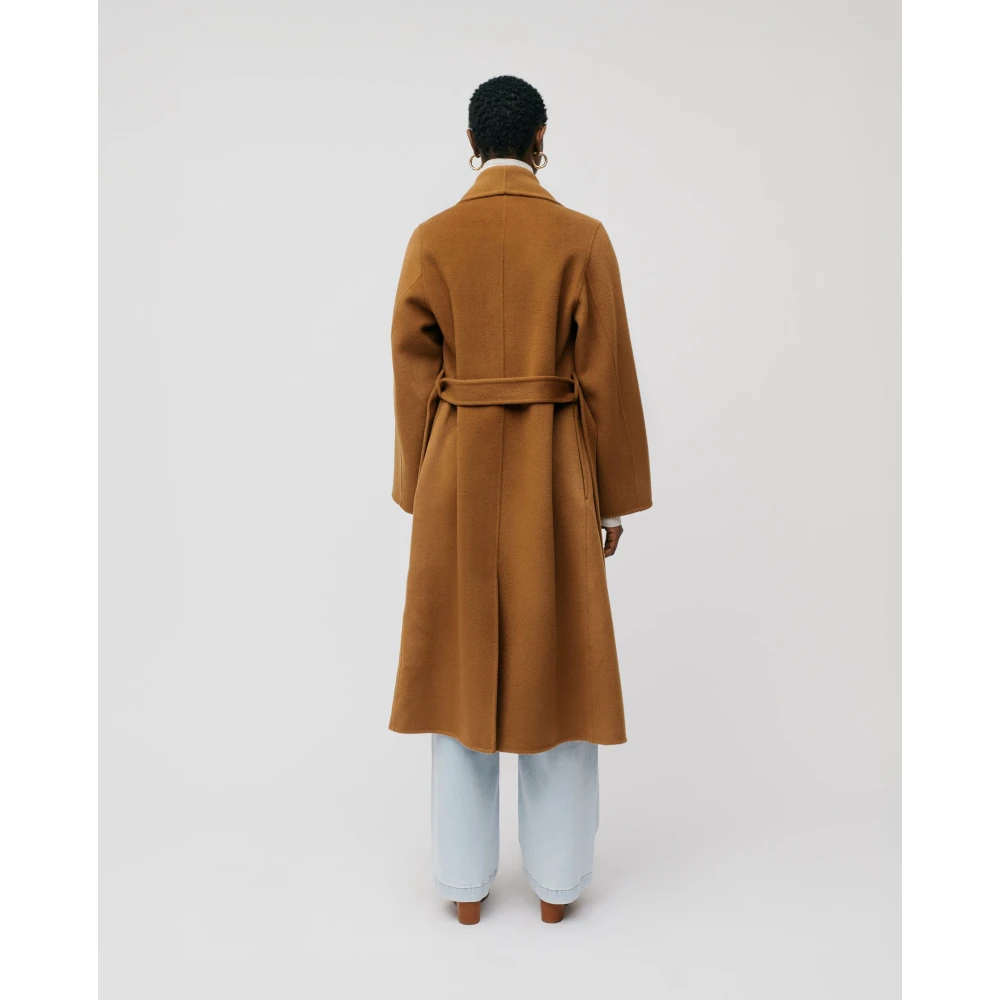 IVY OAK Minimalistische Wollen Jas met Grote Revers Brown Dames