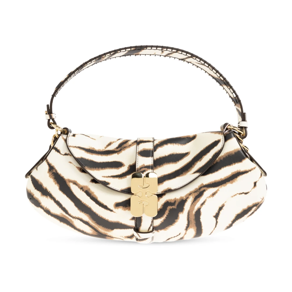 Ganni Donna Beige - Borsa Con Stampa Animalier - Bags - One Size