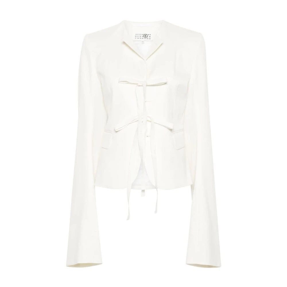 MM6 Maison Margiela Italian Twill Blazer met Extra Lange Mouwen White Dames