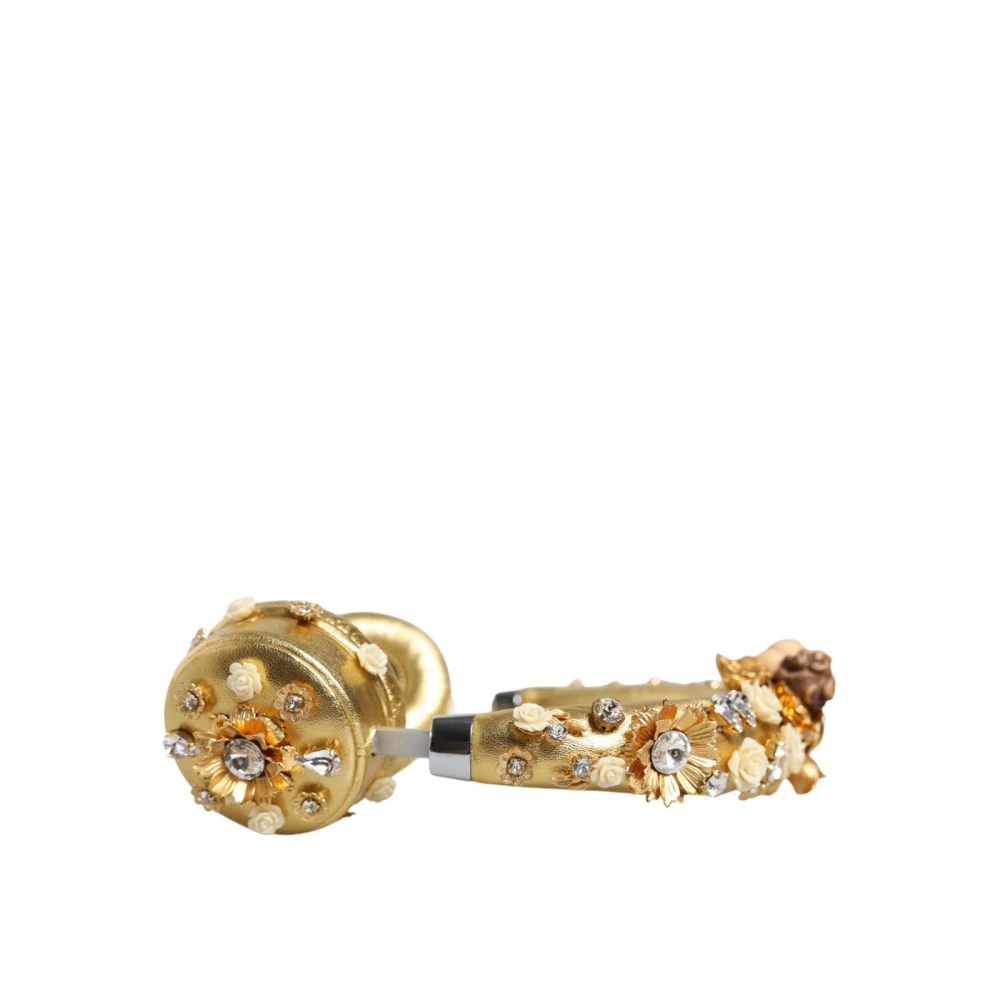 Dolce & Gabbana Gouden Bloem Kristal Hoofdtelefoons Yellow Dames