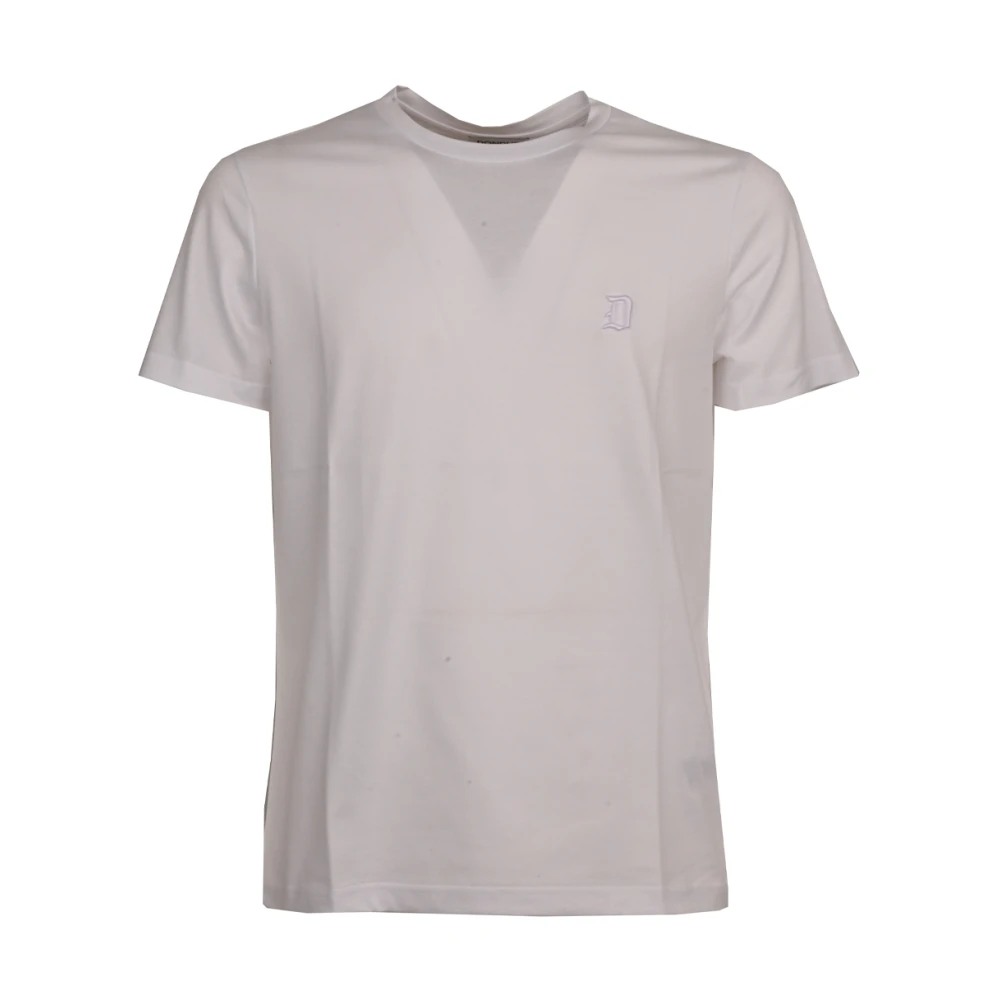 Dondup Herr Vit Toppar 2XL, Bomull, Bomulls-T-Shirt Med Broderad Logotyp