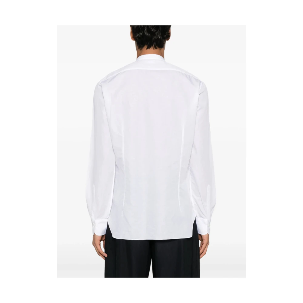 Barba Witte Overhemd met Bandkraag en Knoopmanchetten White Heren