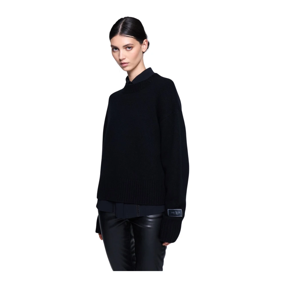 Silvian Heach Oversized Ronde Hals Trui Black Dames