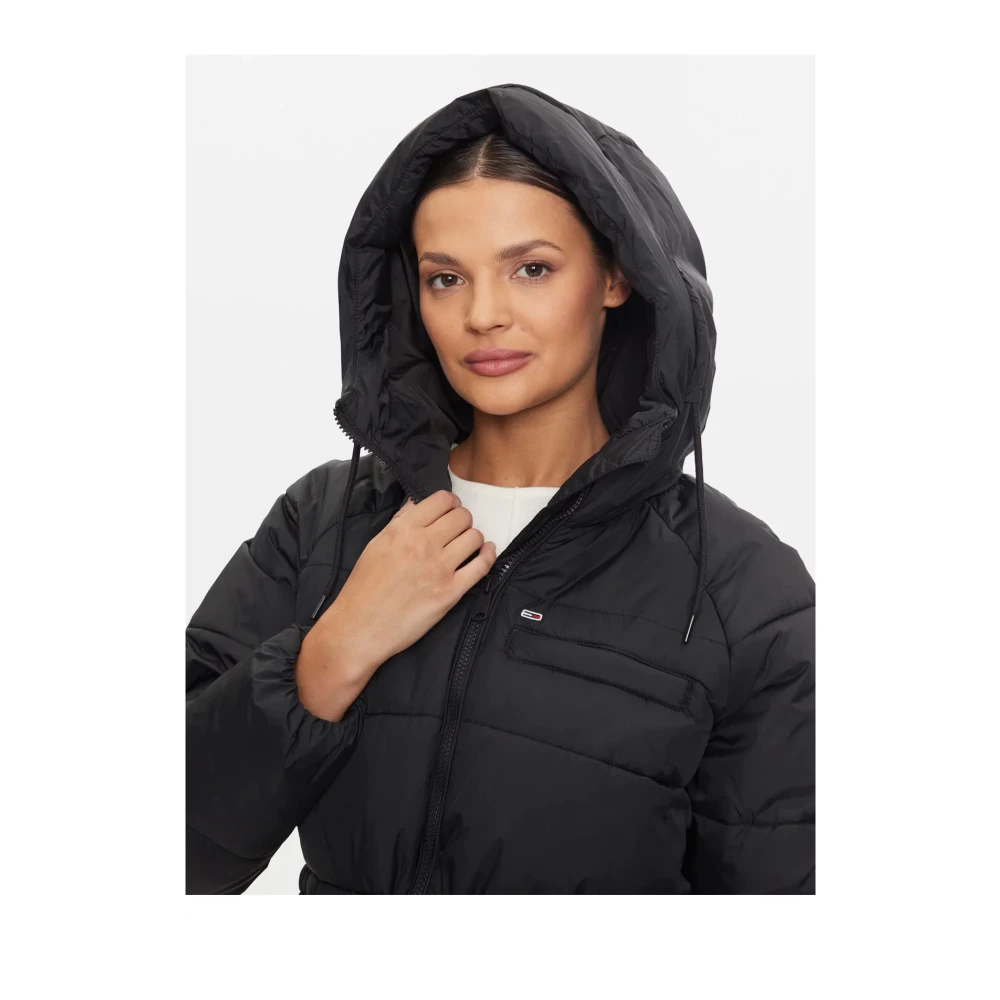 Tommy Jeans Zwarte nylonjas met capuchon Black Dames