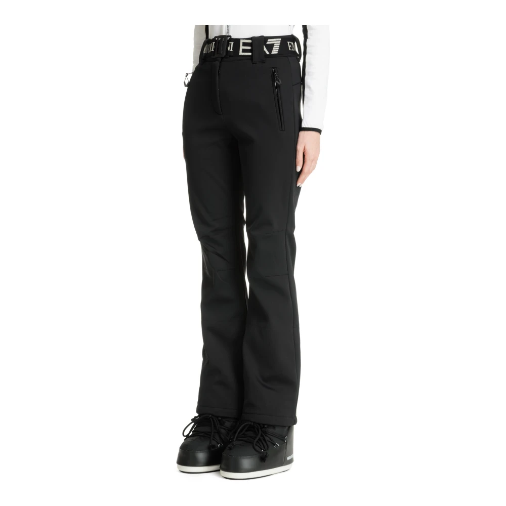 Emporio Armani EA7 Mid Waist Ski Broeken met Drukknopen Black Dames