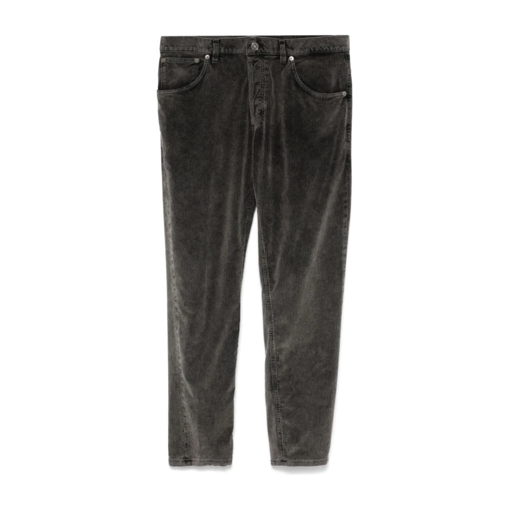 Dondup Grijze Corduroy Broek met Logoprint Gray Heren