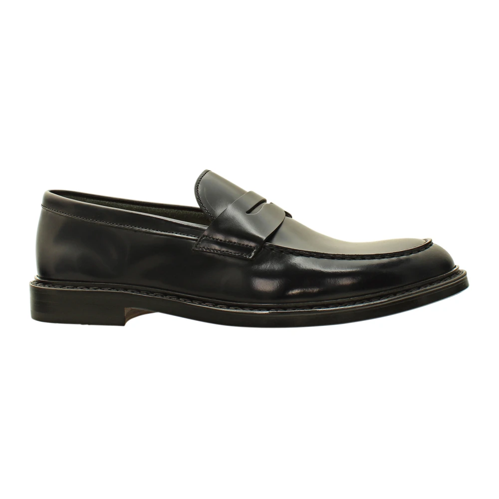 Doucal's Black Loafers, Male, 6 Uk, Leather Moccasin Sandals