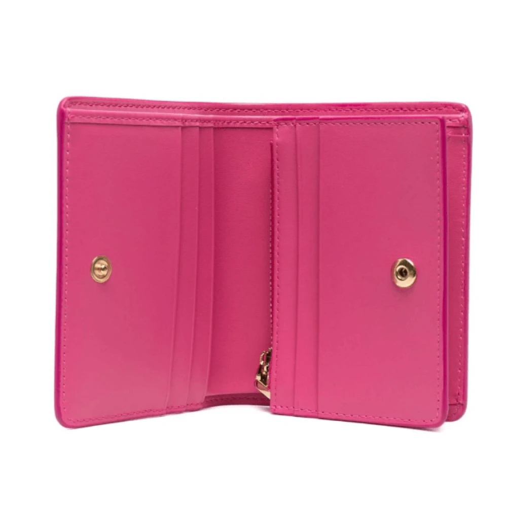 Dolce & Gabbana Fuchsia Roze Leren Portemonnee met Ingelegd Logo Pink Dames