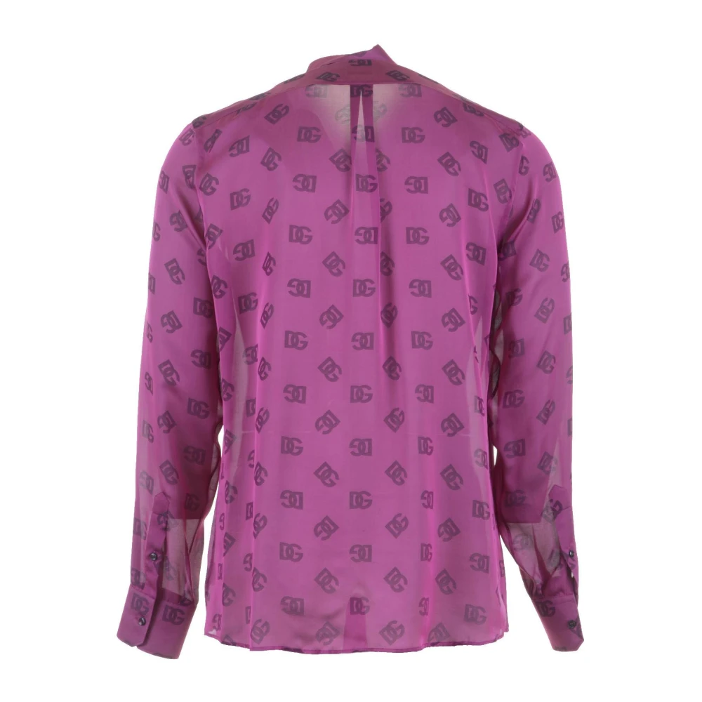 Dolce & Gabbana Heren Logoprint Lange Mouw Shirt Pink Heren