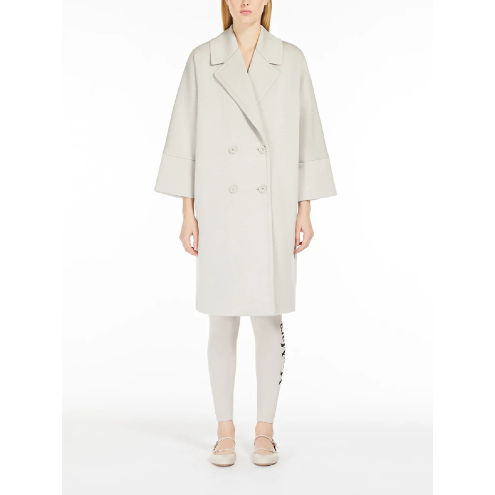 Max Mara Neopreen Gebreide Dubbele-Knoopjas Beige Dames