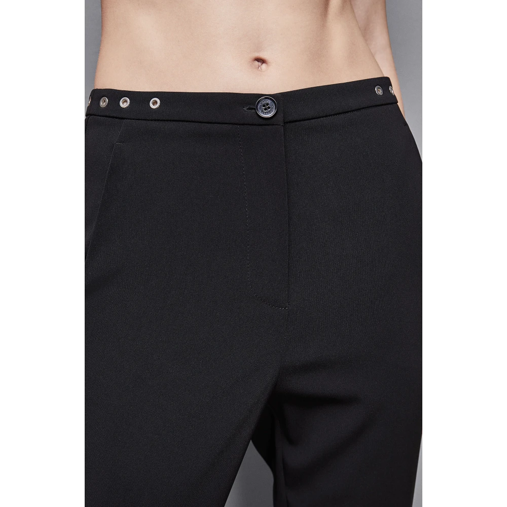 PATRIZIA PEPE Zwarte Sigarettenbroek met Eyelettes Black Dames