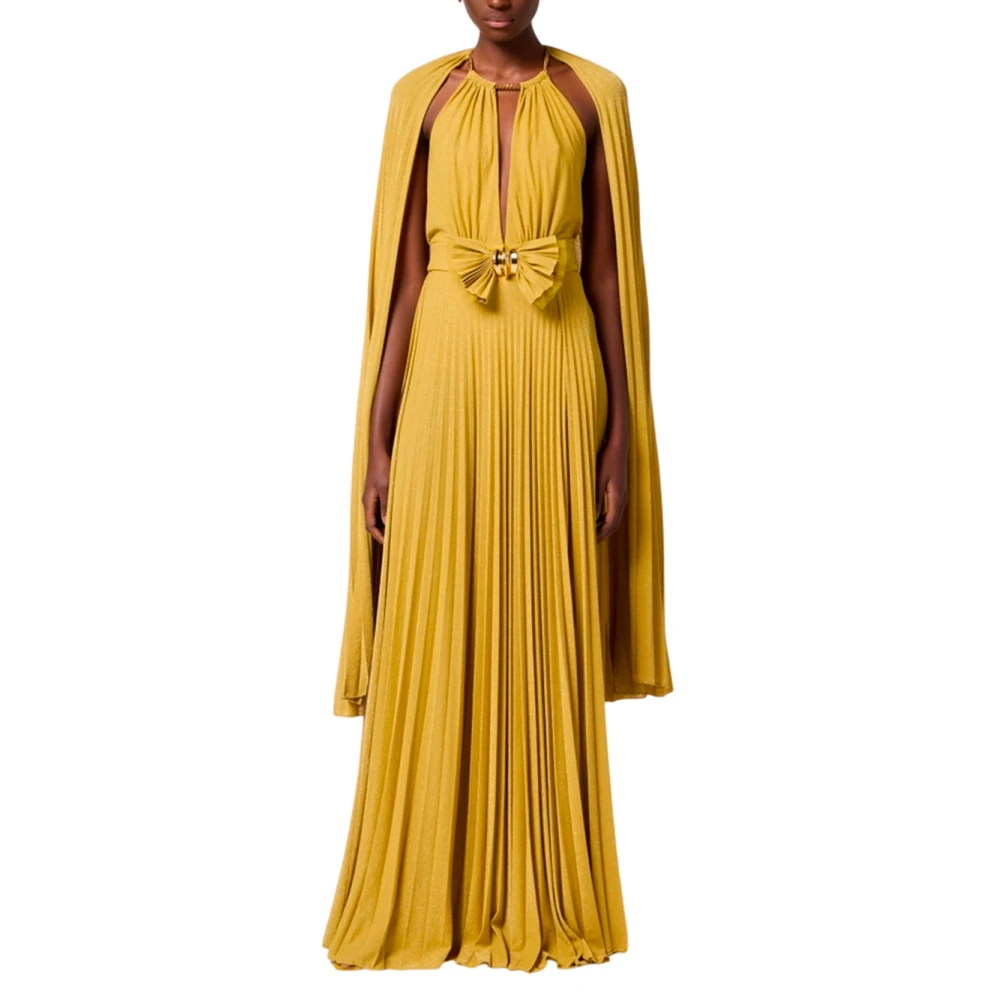 Elisabetta Franchi Elegante Red Carpet Jurk met Gouden Ketting Yellow Dames