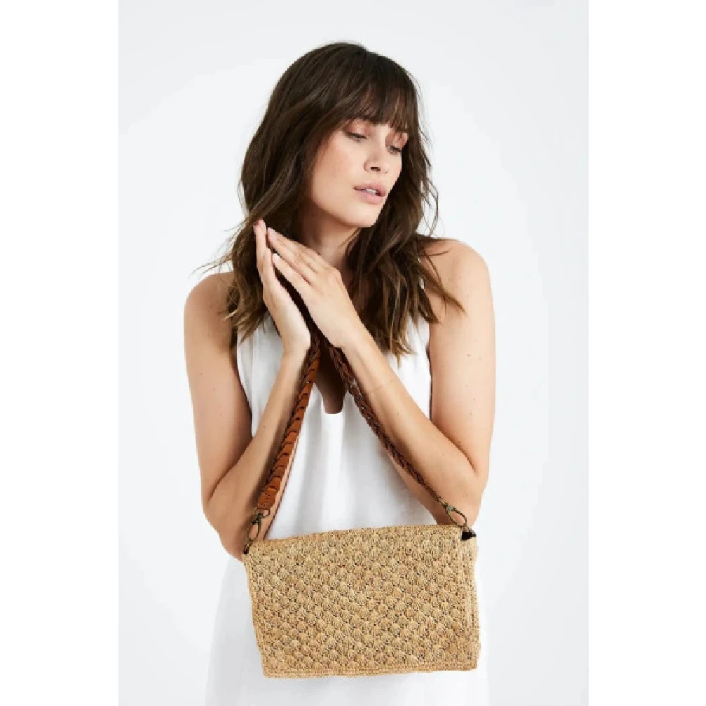 Ibeliv Raphia en Zebu Leren Tas Sonia Brown Dames