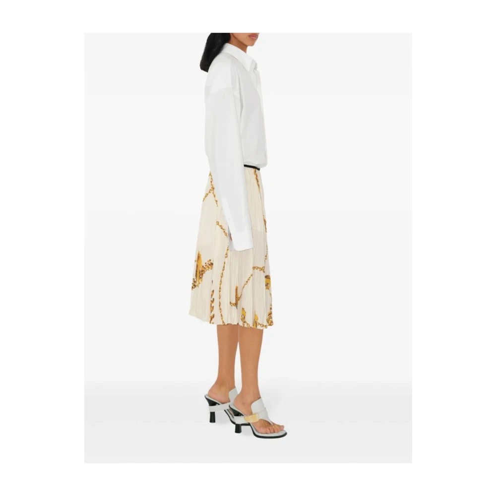 Burberry Wit Goud Schild Hardware Rok White Dames