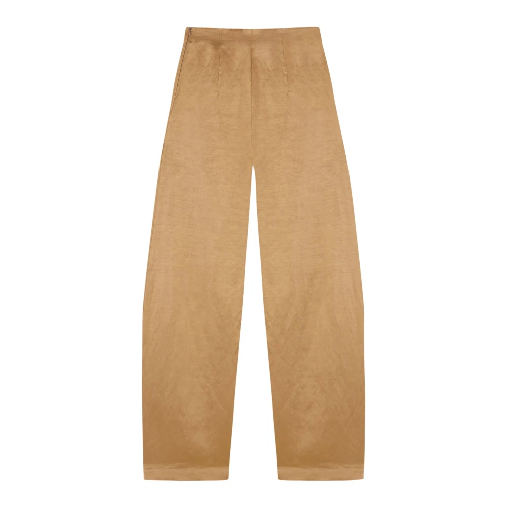 Cortana Hoge taille linnen en viscose broek Yellow Dames