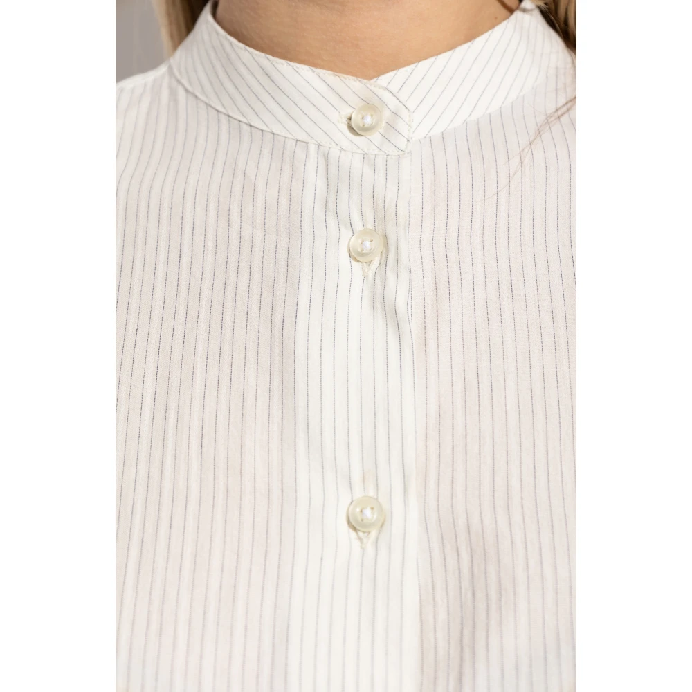 Officine Générale Korte shirt met gestreept patroon White Dames