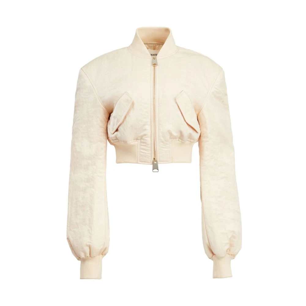 Khaite Bone White Cropped Bomber Jacket Beige Dames