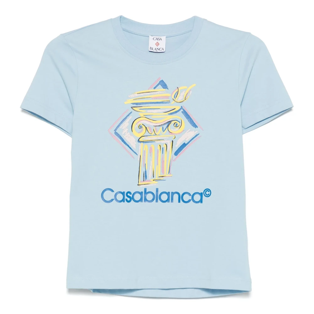 Casablanca Blauw Bedrukte Crewneck T-shirts en Polos Blue Dames