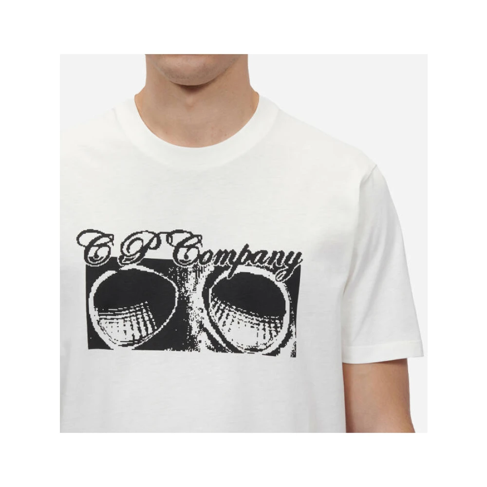 C.P. Company Heren T-shirt 30 1 Jersey Goggle Print White Heren