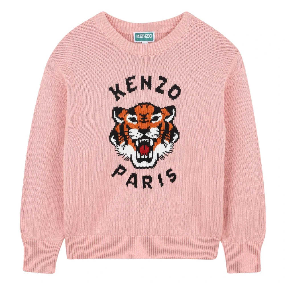 Kenzo Girls Pink Kids Knitwear, 5 Y, Lucky Tiger Knitted Jumper