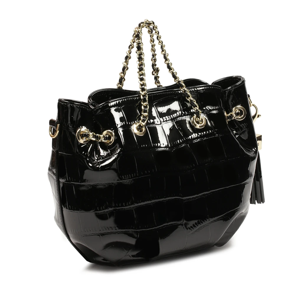 Kazar Zwarte leren tas met afneembare sleutelhanger Black Dames