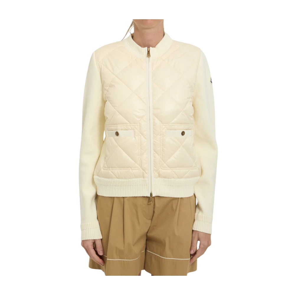 Moncler Beige Winter Jackets, Female, M, Cardigan Tricot