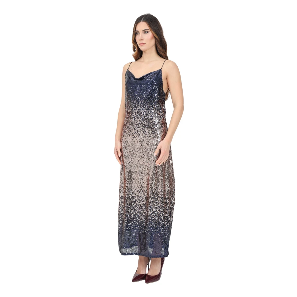 Only Zwarte Ombre Midi Jurk Elegant Vrouw Multicolor Dames