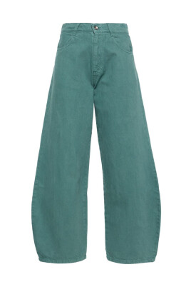 turquoise-wide-leg-cotton-blend-pants