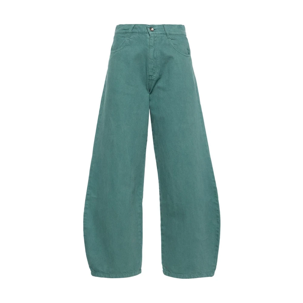 Henrik Vibskov Turquoise Wijde Pijp Katoenmix Broek Green Dames