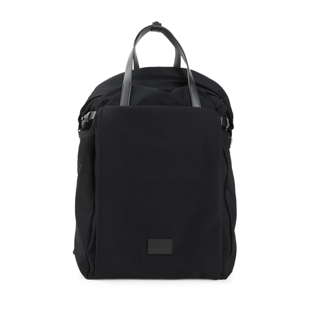 Giorgio Armani Men's Black Mesh And Leather Backpack