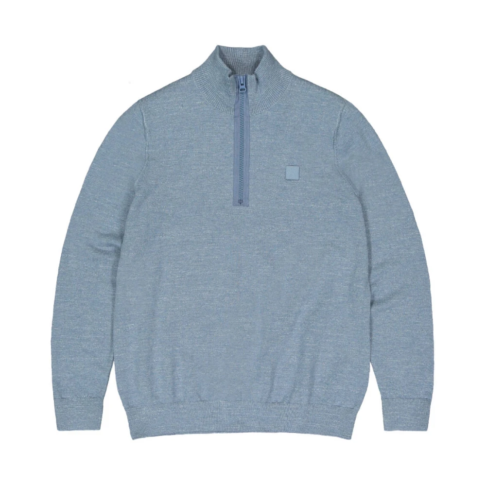 Butcher of Blue Blauwe Pullover Lt Clifden Half Zip Blue Heren