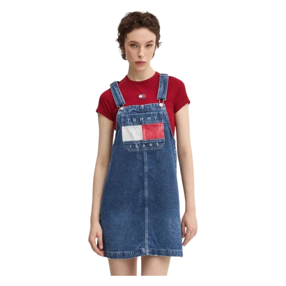 Tommy Hilfiger Denim Jurk met Verstelbare Bandjes Blue Dames