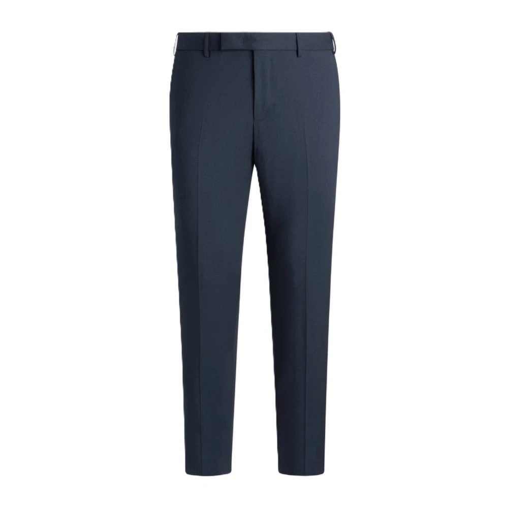 PT Torino Blauwe Wol Slim Broek Blue Heren