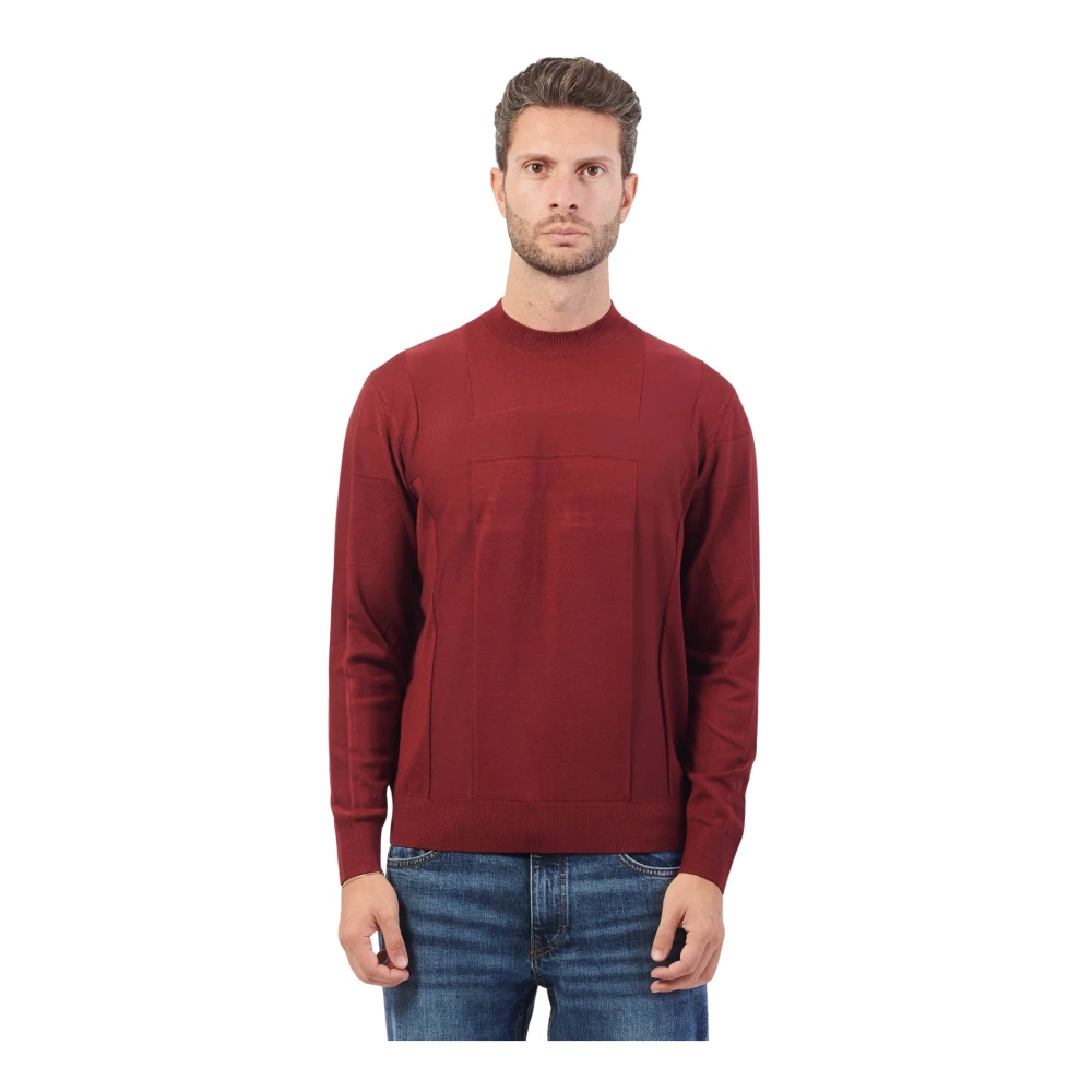 Armani Exchange Bordeaux Sweater Macrologo Reliëf Stof Red Heren