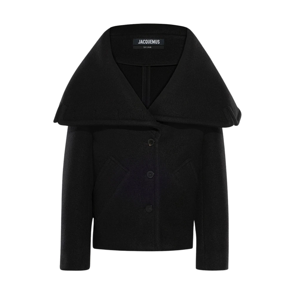 Jacquemus Damen Schwarz Woll Caban Mantel