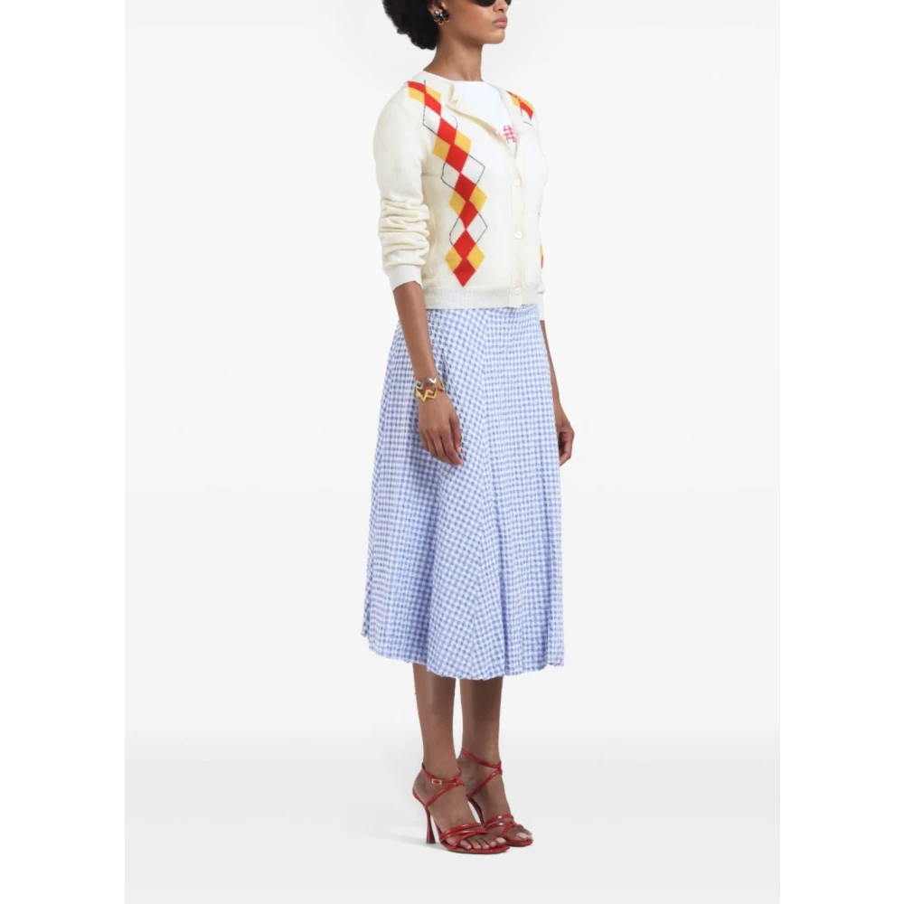 Marni Blauw-Wit Micro Check Rok Blue Dames