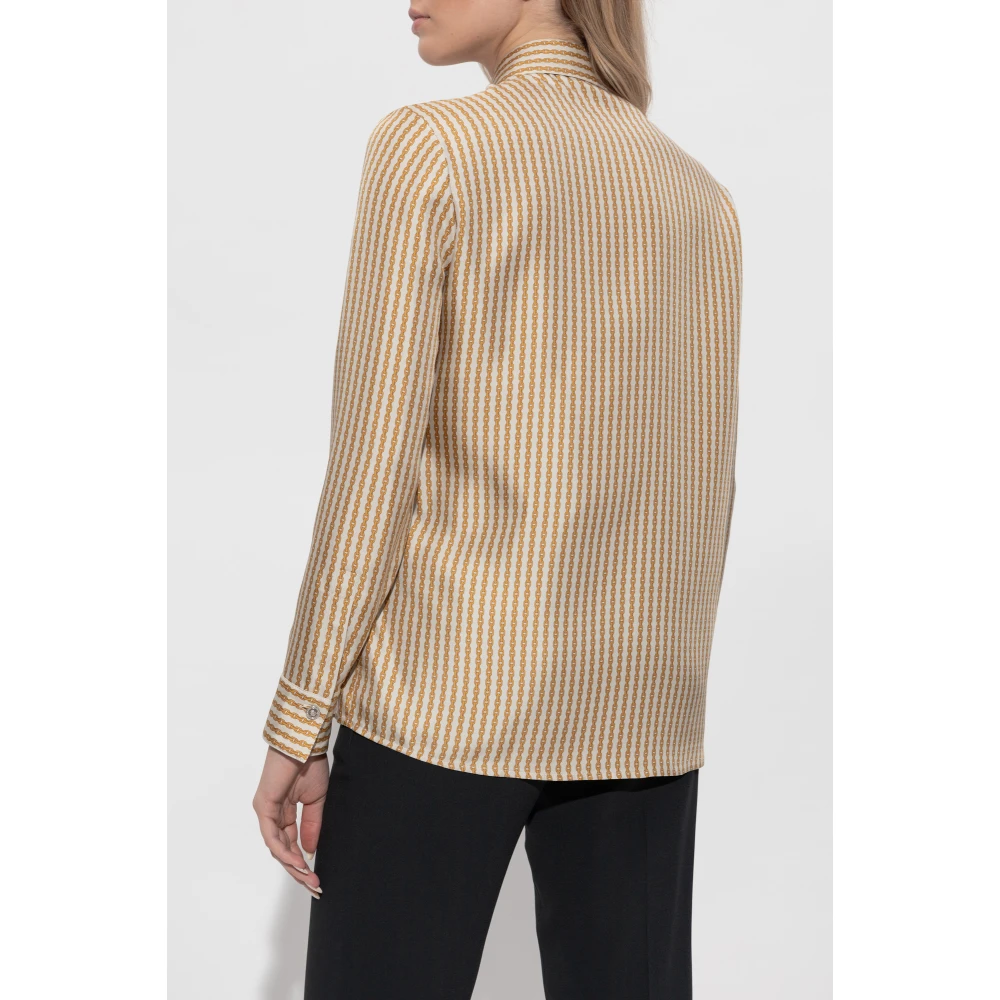 Versace Zijden shirt met print Beige Dames
