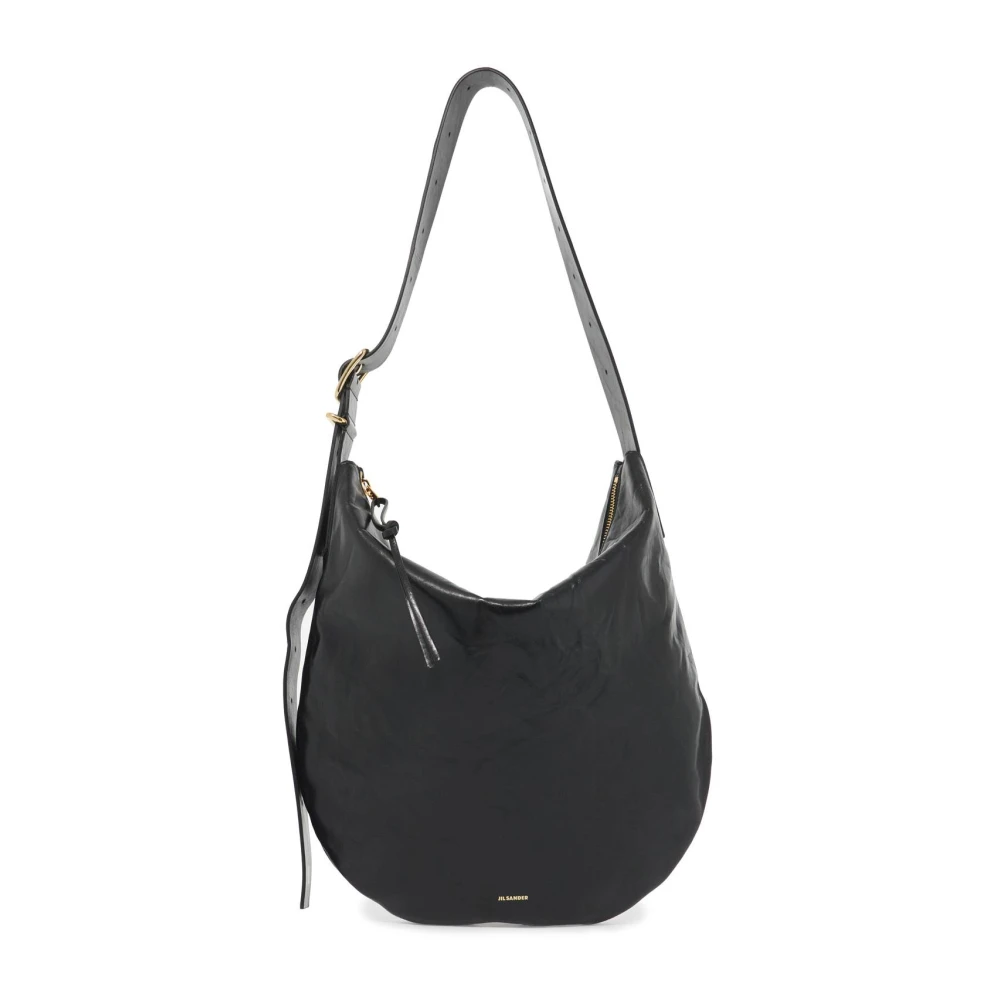 Jil Sander Maan schoudertas met ritssluiting Black Dames