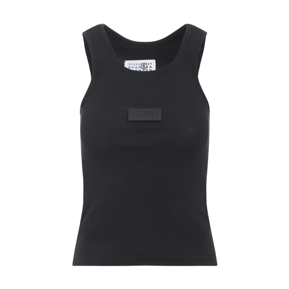 Mm6 Maison Margiela Women's Black Long Tank Top - Sleeveless Tops - Xs - Tops